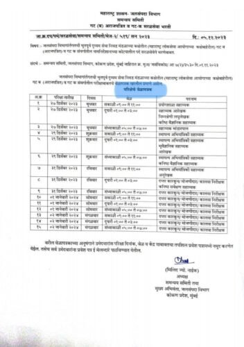 जलसंपदा विभाग (WRD) वेळापत्रक जाहीर वेळापत्रक जाहीर